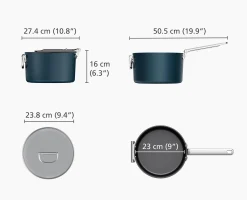 Space Folding Handle Ceramic Non-stick 5.4 Qt. Blue Saucepan & Lid