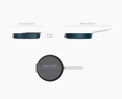 Space Folding Handle Non-Stick 11" Blue Shallow Frying Pan
