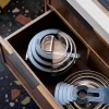 Space Stack Folding Handle Non-Stick 7-Piece Blue Saucepan Set With Lid Storage