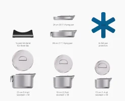 Space Steel Folding Handle 8-Piece Cookware Set