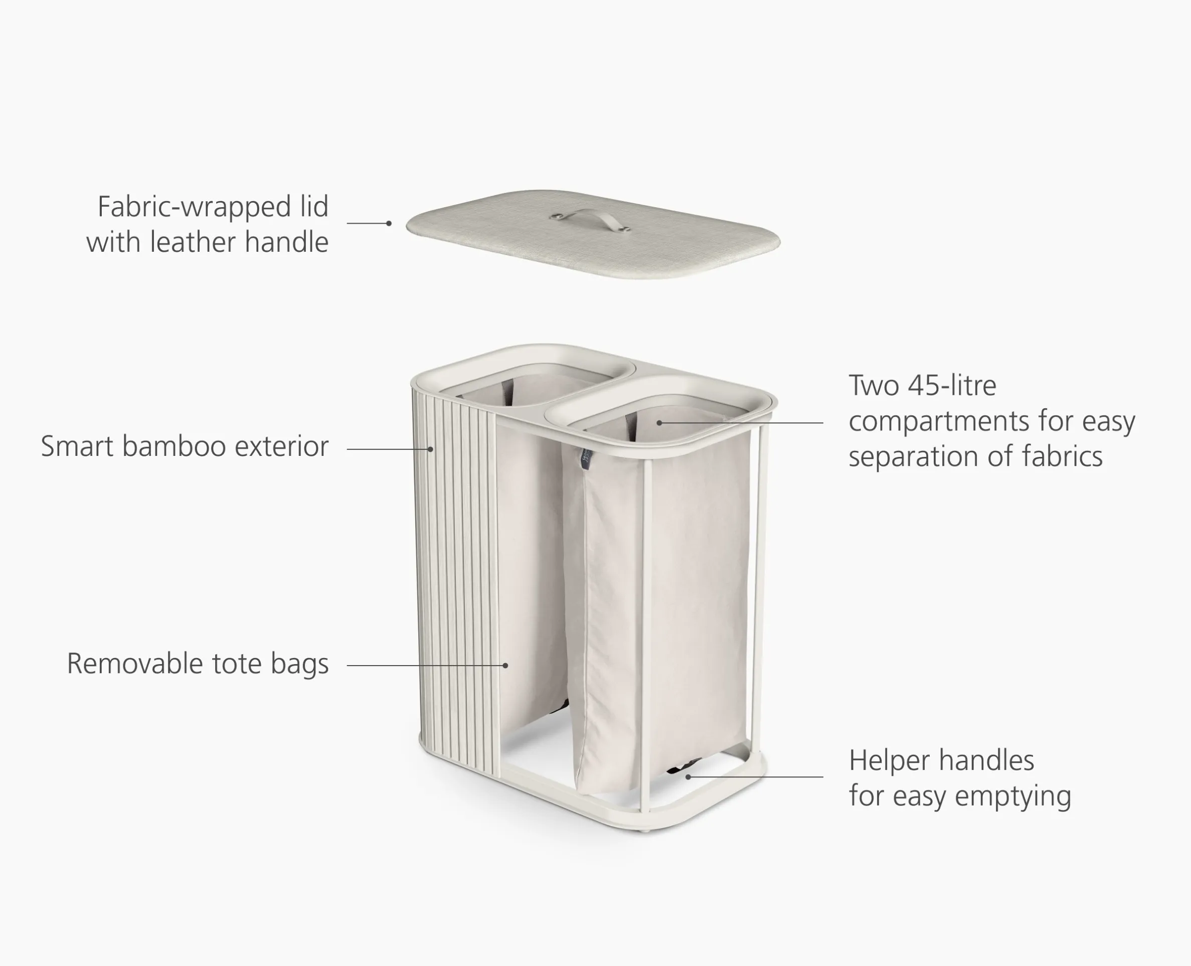 Tota Luxe 90L Ecru Laundry Separation Basket