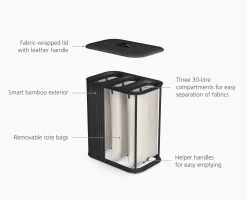 Tota Trio Luxe 90L Black Laundry Separation Basket