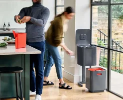 Totem Compact 40L Gray Waste & Recycling Trash Can Starter Set