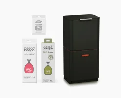 Totem Max 60L Black Waste & Recycling Trash Can Starter Set