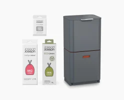 Totem Max 60L Gray Waste & Recycling Trash Can Starter Set