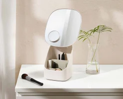 Viva Pedestal Mirror with Cosmetic Organizer