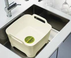 Wash&Drain™ White Green Washing Up Bowl